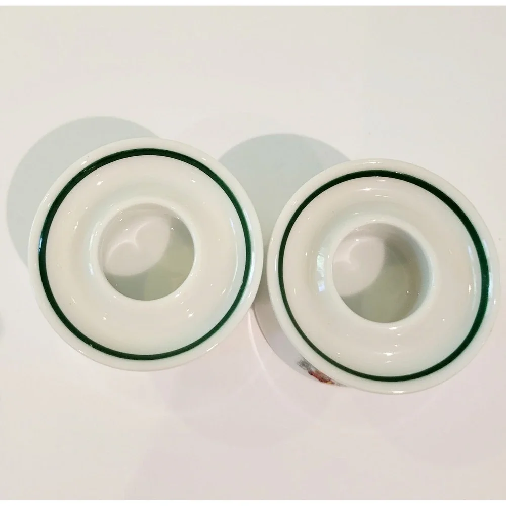 Vintage NOEL Christmas Tree Candle Holders Porcelain Porcelle House Of Salem